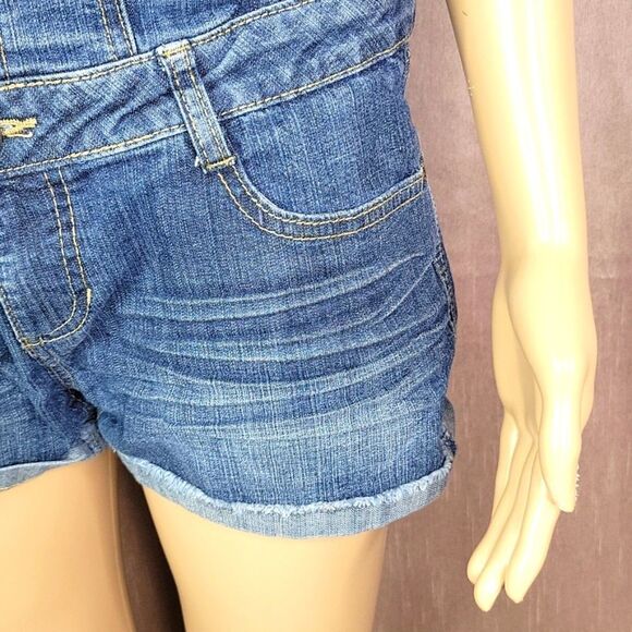 BLUE SPICE Blue Jean Shorts‎ Overalls Size Large - Picture 3 of 8